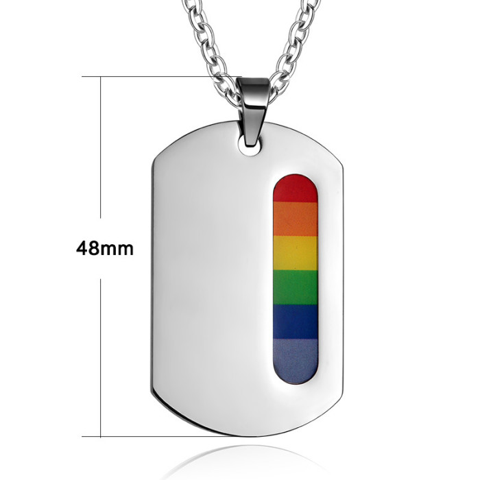 Stainless Steel LGBT Gay and Lesbian Pride Dog Tag Necklace