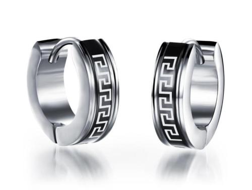 Mens Stainless Steel Maze Hoop Earring