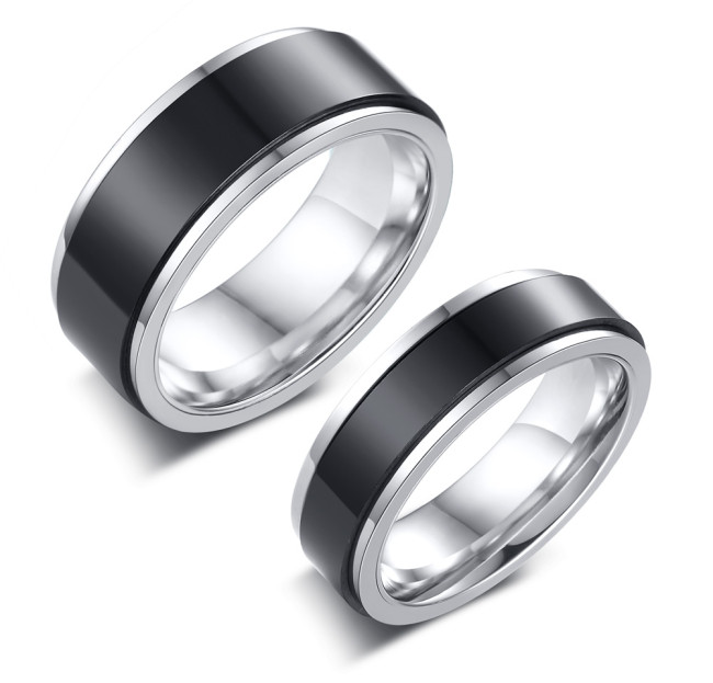 Wholesale Stainless Steel Black Center Couple Spinner Ring