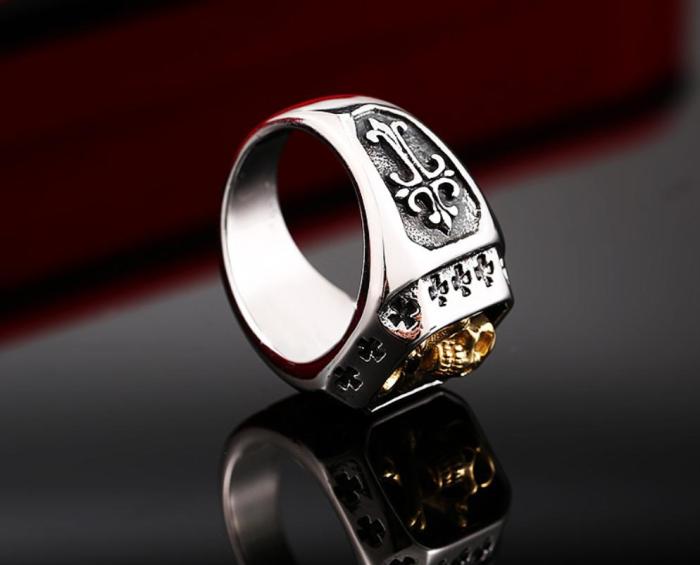 New Stainless Steel Gold Skull Rings