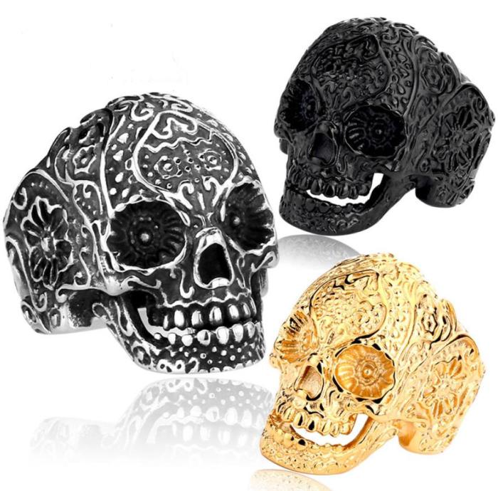 Wholesale Stainlss Steel Big Biker Jewelry Skull Ring