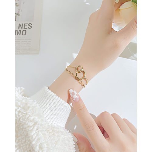 Wholesale Stainless Steel Women Double Chain Bracelet