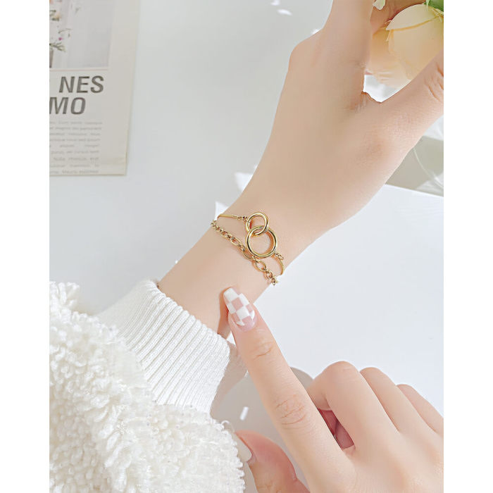 Wholesale Stainless Steel Women Double Chain Bracelet