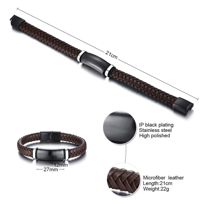 Wholesale Stainless Steel Blanks of Leather Bracelets