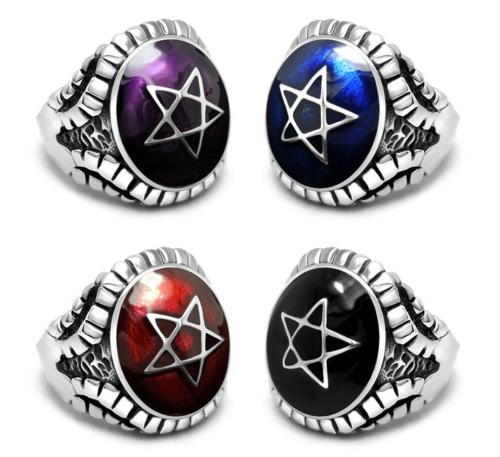 Wholesale Stainless Steel Enamel Star Rings for Men