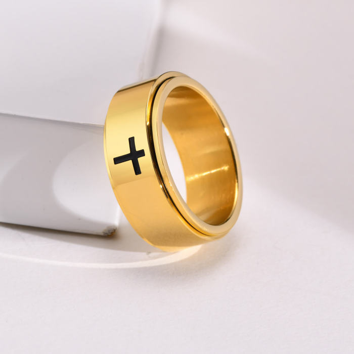 Wholesale Stainless Steel Spinner Ring with Cross