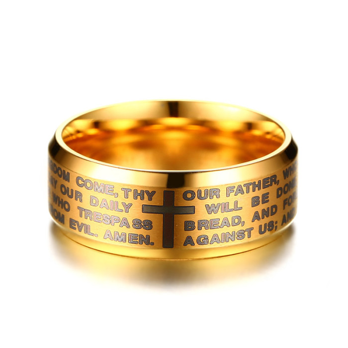 Wholesale Stainless Steel Mens Black Cross Rings
