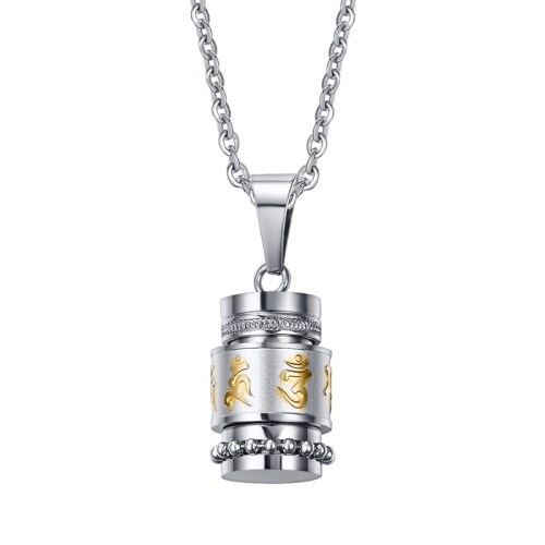 Men Stainless Steel Religion Spinner Necklace