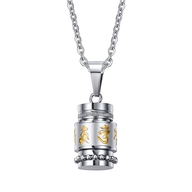 Men Stainless Steel Religion Spinner Necklace