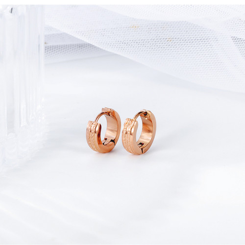 Wholesale Stainless Steel Women Frosted Groove Small Hoop Earrings