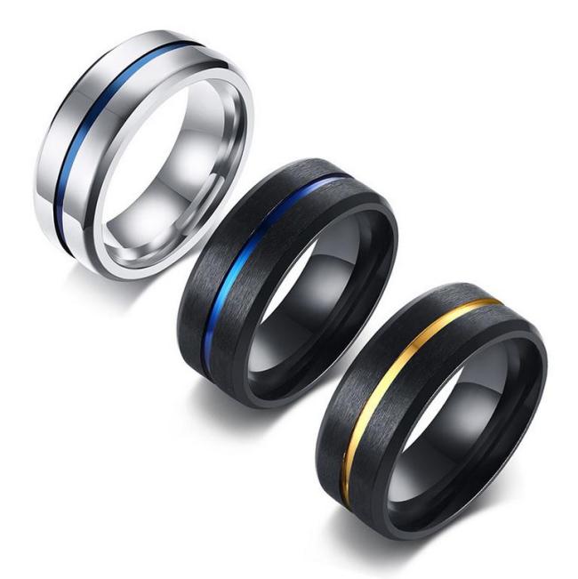 Wholesale Mens Stainless Steel Black Ring Band