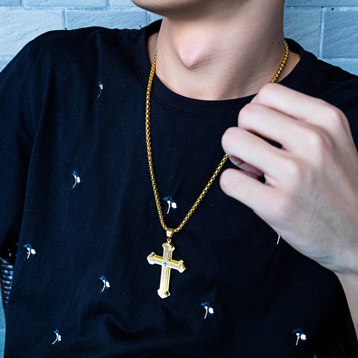Wholesale Stainless Steel Cross Pendant and Chain Mens