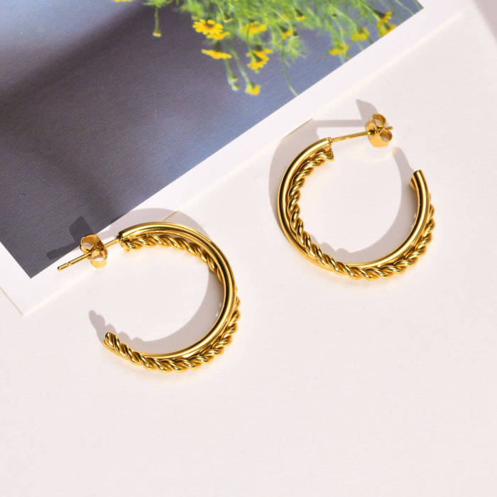 Wholesale Stainless Steel C Twist Earrings