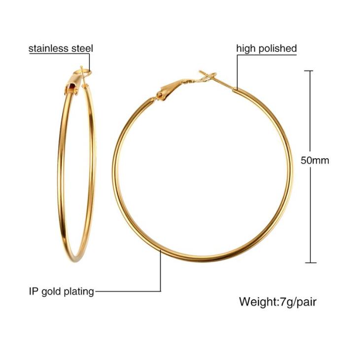 Stainless Steel Golden Hoops Earrings Wholesale