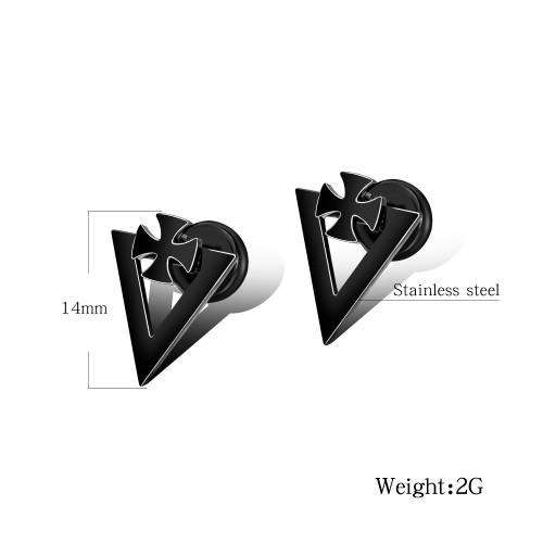 Wholesale Mens Stainless Steel Cross Earrings Black