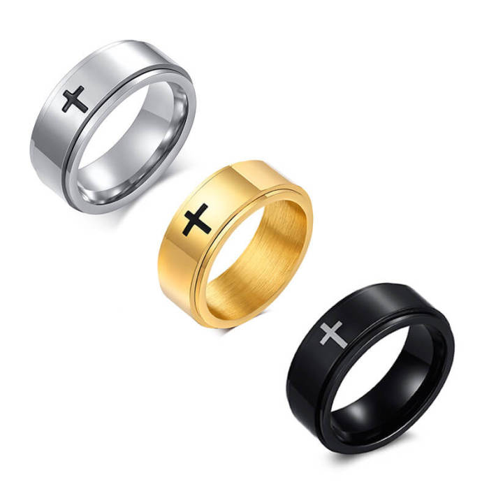 Wholesale Stainless Steel Spinner Ring with Cross
