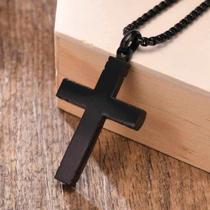 Wholesale Stainless Steel Inlay Wood Cross Pendant