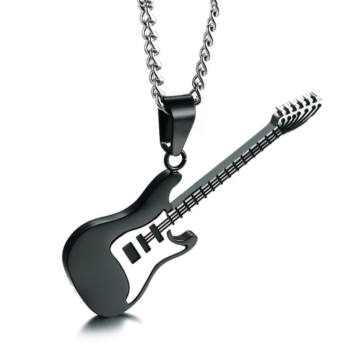 Fashion Stainless Steel Black Guitar Necklaces Wholesale