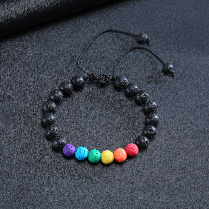 Wholesale Rainbow Lava Beads Bracelet