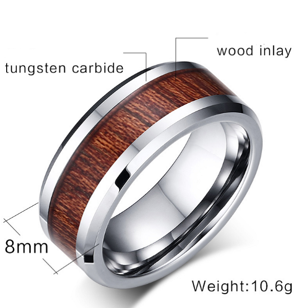 8mm Tungsten Carbide Bevel Edge Rings Wholesale