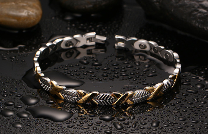 Quality Leaf Gold O Stainless Steel Best Magnetic Bracelet for Women