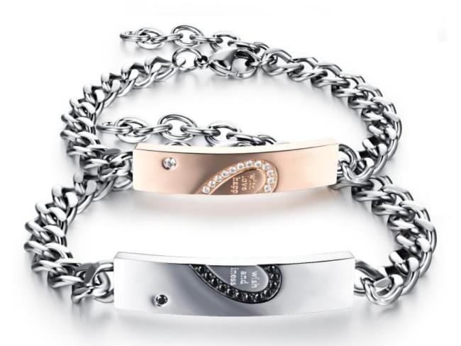 Stainless Steel Heart Match Couple Bracelets Cheap