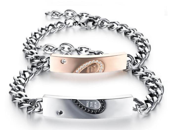Stainless Steel Heart Match Couple Bracelets Cheap