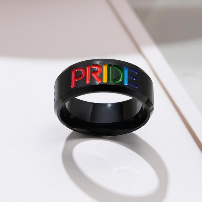 Wholesale Black Stainless Steel Pride Band Ring