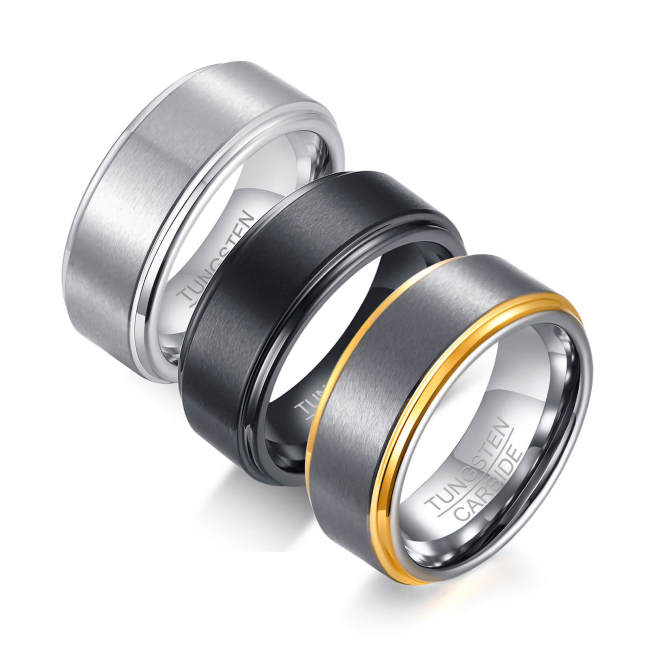Black Tungsten Brushed Center Rings Wholesale