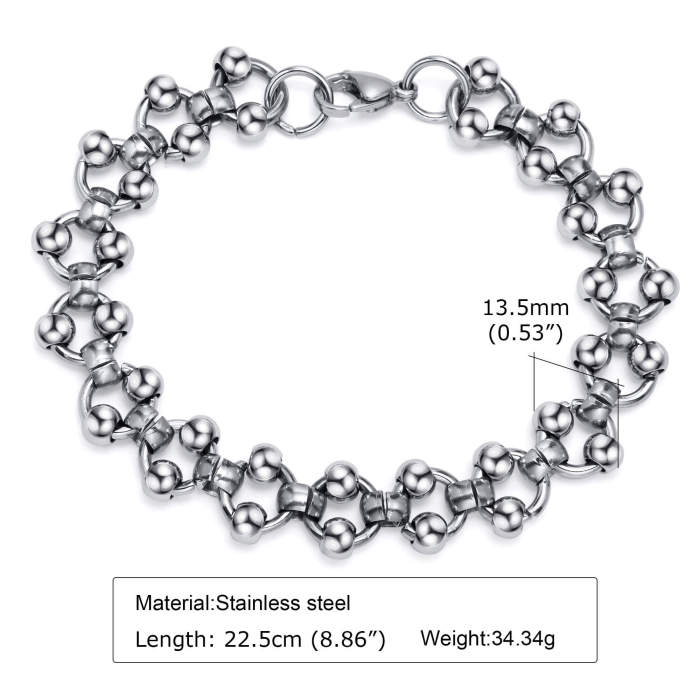 Wholesale Stainless Steel Mens Ball Link Bracelet