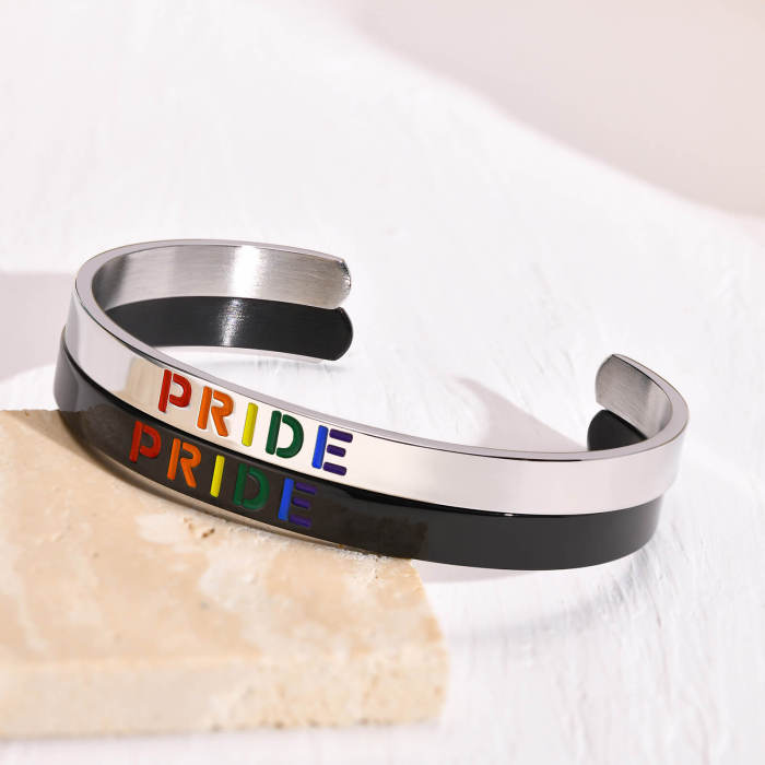 Wholesale Stainless Steel Pride Rainbow Bangle