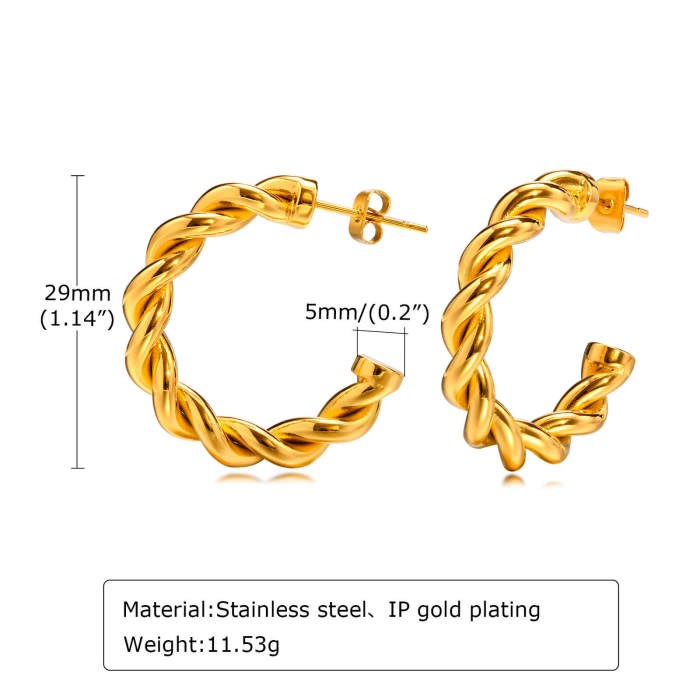 Copy Wholesale Stainless Steel Twist Earrings