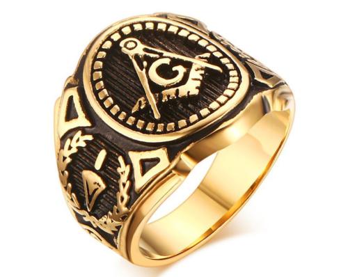 Masonic Stainless Steel Gold Plated Rings