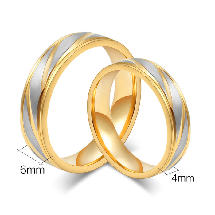 Stainless Steel Gold Edge Mens Wedding Bands