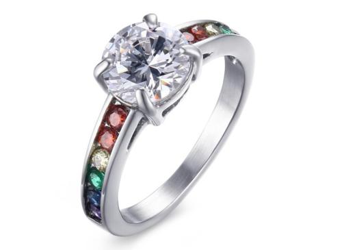Wholesale Stainless Steel Rainbow Pride Engagement Rings
