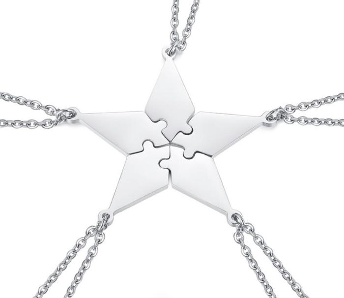 Wholesale Stainless Steel Whole Family Interlocking Puzzle Necklace Set