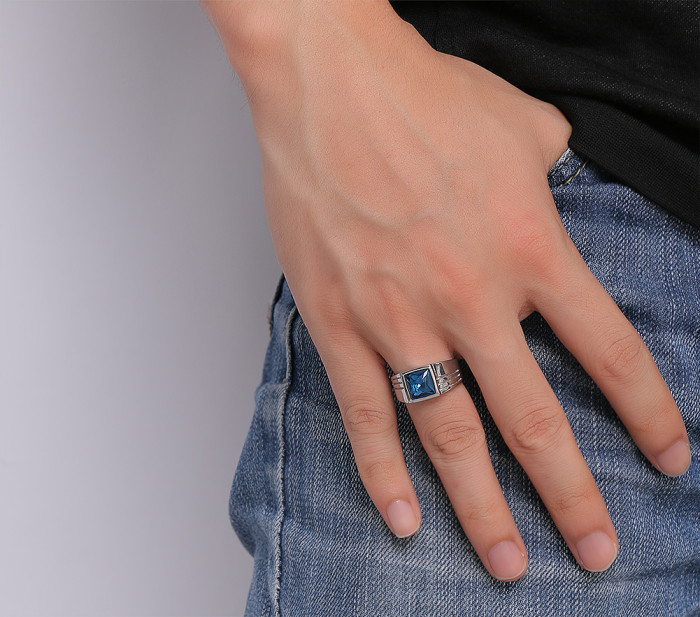 Wholesale Mens Stone Rings Stainless Steel