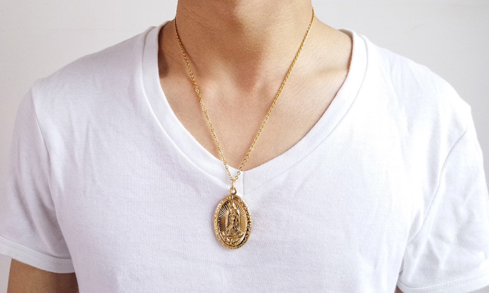 Wholesale Stainless Steel Oval Our Lady of Guadalupe Pendant