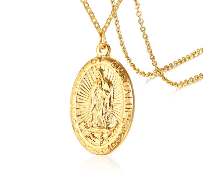 Wholesale Stainless Steel Oval Our Lady of Guadalupe Pendant