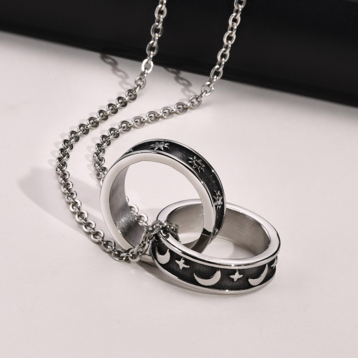 Wholesale Stainless Steel Star and Moon Pendant