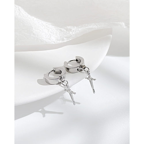 Wholesale Stainless Steel Hoop Earring with Cross