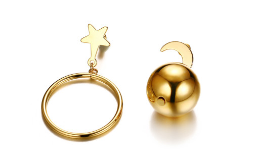 Wholesales Stainless Steel Womens Star and Moon Earring Stud