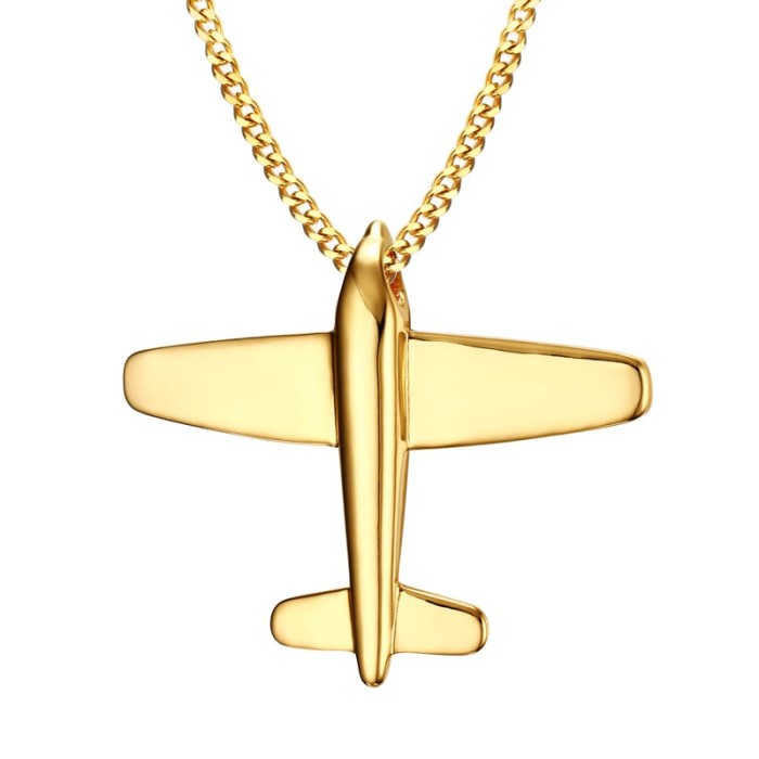 Gold Stainless Steel Plane Pendants Wholesale