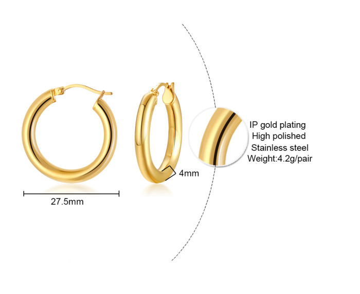 Wholesale Stainless Steel Simple Hoop Earrings for Ladies
