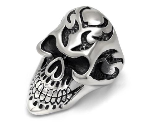 Wholesale Stainless Steel Men Flaming Skull Rings