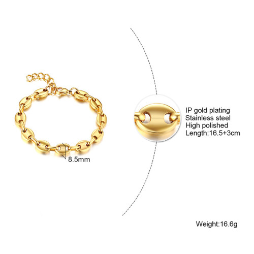 Wholesale 316L Stainless Steel Coffee Beans Necklace Bracelet Set