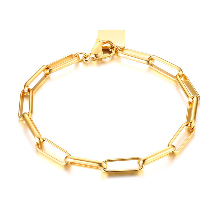 Wholesale Stainless Steel Women Paperclip Link Chain Bracelet