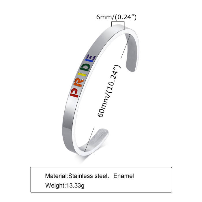 Wholesale Stainless Steel Pride Rainbow Bangle
