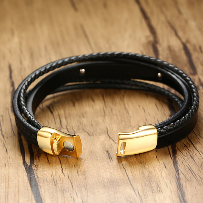 Wholesales Leather Bracelet Stainless Steel Blank Engraving
