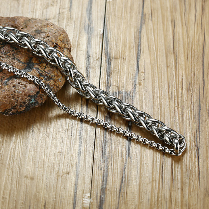 Wholesale Mens Stainless Steel Double Chain Bracelet